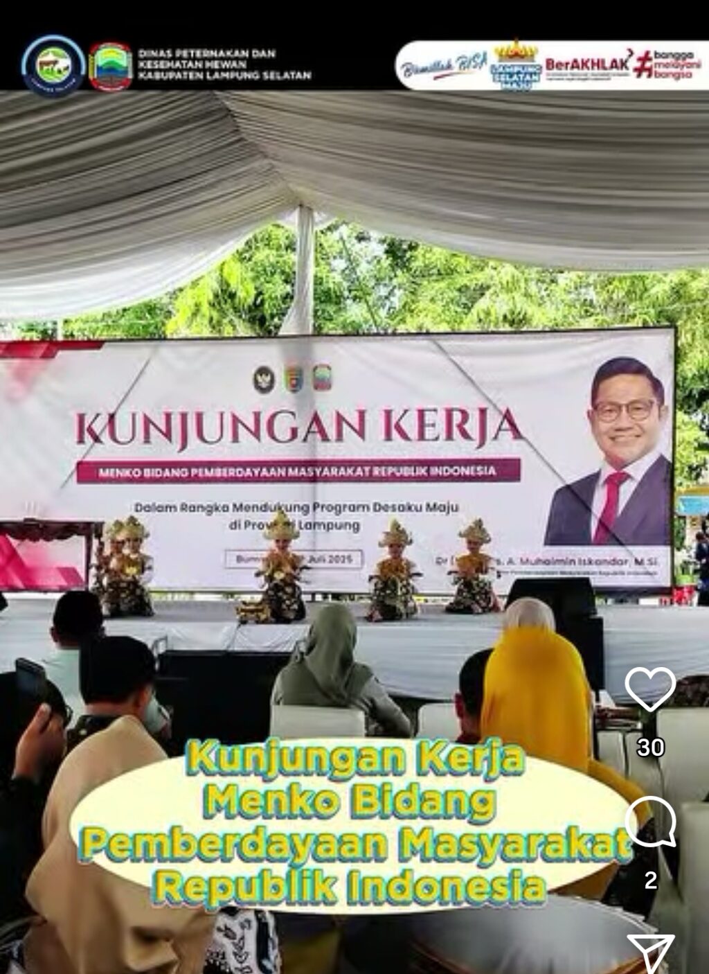 Kunjungan Kerja Menko Bidang Pemberdayaan Masyarakat RI